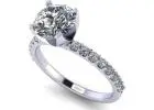  Dazzling Brilliance: Silver 6.5mm (1ct) Zirconia Solitaire Engagement Ring - Size 4,