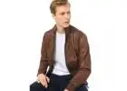 Buy Theory Brown Bomber Leather Jacket for Men Online in India | Marry Clothing