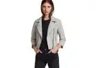Buy Esme Gray Women's Biker Jacket Online In India at Best Prices | Marry Clothing