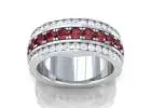 1.46cttw Round Prong Diamond and Ruby Half Eternity Ring