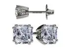 Outstanding NANA Jewels Cushion CZ Stud Earrings - Silver , 14K Gold Post, 1.20cttw Platinum Plated