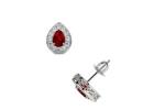 Shop Genuine Ruby Pear Shape Earrings With Round Diamonds