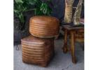 Square Leather Ottoman