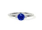 Blue Sapphire Round Classic Three Stone Engagement Ring