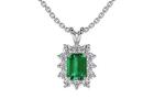 0.70Cttw. AAA Quality Grade With Emerald Pendant Necklace