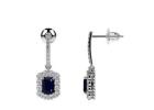 Blue Sapphire Emerald Cut Stud Earrings 2.25cttw.