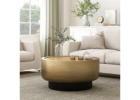 Shop Now: Brass Round Coffee Table – Industrial Style with Brass Finish