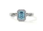 Dazzling Aquamarine Halo Ring with Pave Twist Band