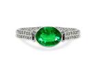 Classic Emerald Oval Bezel Set Rope Ring