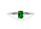 Buy Emerald Cut Emerald Dainty Four Prong Solitaire Engagement Ring