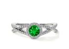 Buy Round Emerald Halo Ring with Intertwined Band