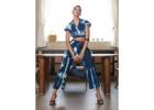 Indigo Tie Dye Denim Draped Pant – Unique Denim Bottoms for Women