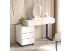 Vanity Desk with Mirror and LED Lights| Small Makeup Table with 5 Drawers 