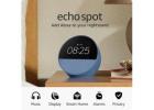 Echo Spot (2024 release), Smart alarm clock with vibrant sound + Alexa, Ocean Blue
