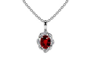 Stunning Oval Cut Natural Ruby Flower Pendant Necklace Untreated