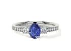 Round Side Diamonds 1.00cttw Sapphire Engagement Rings