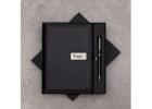 Classic Black Leather Notebook & Pen Gift Set by TheGiftara
