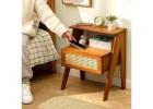 Natural Bamboo Nightstand with Drawers for Cozy Interiors