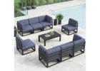 LayinSun Large Aluminum Patio Furniture Set, 9 Pieces Modern