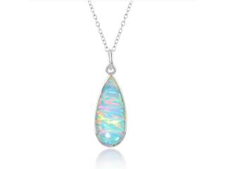 2.5 Ct Ethiopian Opal Pendant – Pear Shaped with Blue Dot