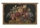 Flower Basket Black II Italian Tapestry Wall Hanging – Elegant Floral Artwork for Classic Home Décor