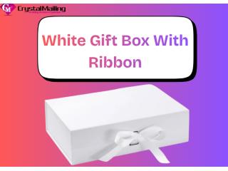 Elegant White Gift Box With Ribbon – 315×260×105 mm Present Box