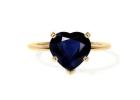Blue Sapphire Ring in Heart Shape Solitaire Desgin in 14K Yellow Gold
