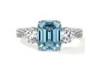 Emerald Cut Aquamarine Ring – Natural Three Stone Design (3.60cttw)