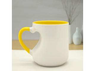 Personalized Heart Cut Handle Printed Mugs