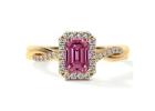 Natural Emerald Cut Pink Tourmaline Engagement Rings