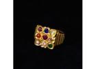 Bold Navratna Ring for Men Square Design Power