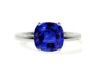 2.25ct Blue Sapphire Cushion Solitaire Ring for Women