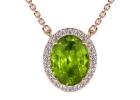 Rose Gold Peridot Pendant with Natural Round Diamonds