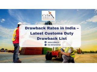 Drawback Rates in India – Latest Customs Duty Drawback List
