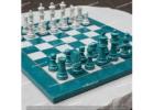 Turquoise Chess Set – Luxury Handcrafted Natural Turquoise Stone Board Game Gift – Made in USA