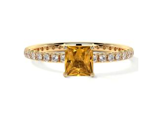 Best Quality Citrine Diamond Engagement Rings 0.83cttw