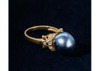 Captured Exotic Tahitian Black Pearl Gold Ring