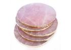 Rose Quartz Coasters Set of 6 | Luxury Pink Crystal Stone Coasters | 