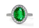 Shop Emerald Stone Rings – Diamond Accent Halo