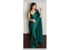Elegant Green Satin Saree for Parties & Festive Occasions