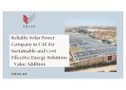 Reliable Solar Power Company in UAE for Sustainable and Cost-Effective Energy Solutions