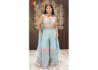 Elegant Sky Blue Indo-Western Sharara Set