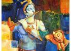 Radha Krishna Abstract Canvas Painting