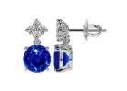 Shop Round Lab Grown Sapphire Earrings with Diamonds