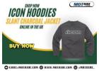 Shop Now Icon Hoodies Slant Charcoal Jacket Online in the Uk