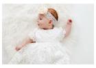 White Baby Girl Christening Gown, Infant Lace Baptism Dress, Boho Blessing Day Outfit