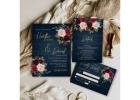 Burgundy Floral Wedding Invitation Suite, Autumn Fall Wedding Design, Rustic Elegant Wedding Invites
