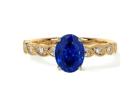 Natural Oval Cut Blue Sapphire With Diamonds Engagement Rings for Men by GemsNY