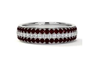 Luxury Ruby Wedding Ring Half Eternity Diamond Band