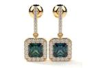 18K Gold Alexandrite Stud Earrings with Round Diamonds